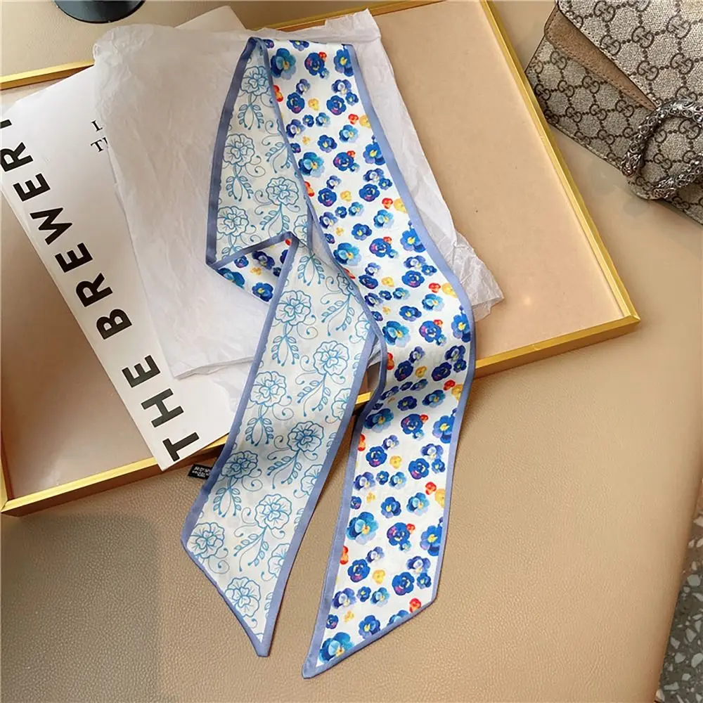 女性と女の子のためのフランスの牧歌的なスタイルのヘアタイ、ピンクの梅の花のシルクスカーフ、ヘッドバンドバッグ、バッグストラップアクセサリー、エレガント