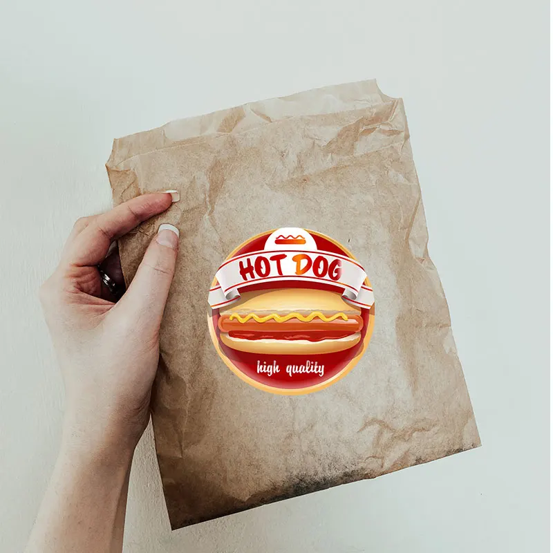 24-70pcs Funny Burger elf-adhestive stickers French Fries Coffee Hot Dog Popcorn Sticker Donut Pickle Novelty Food Sticker