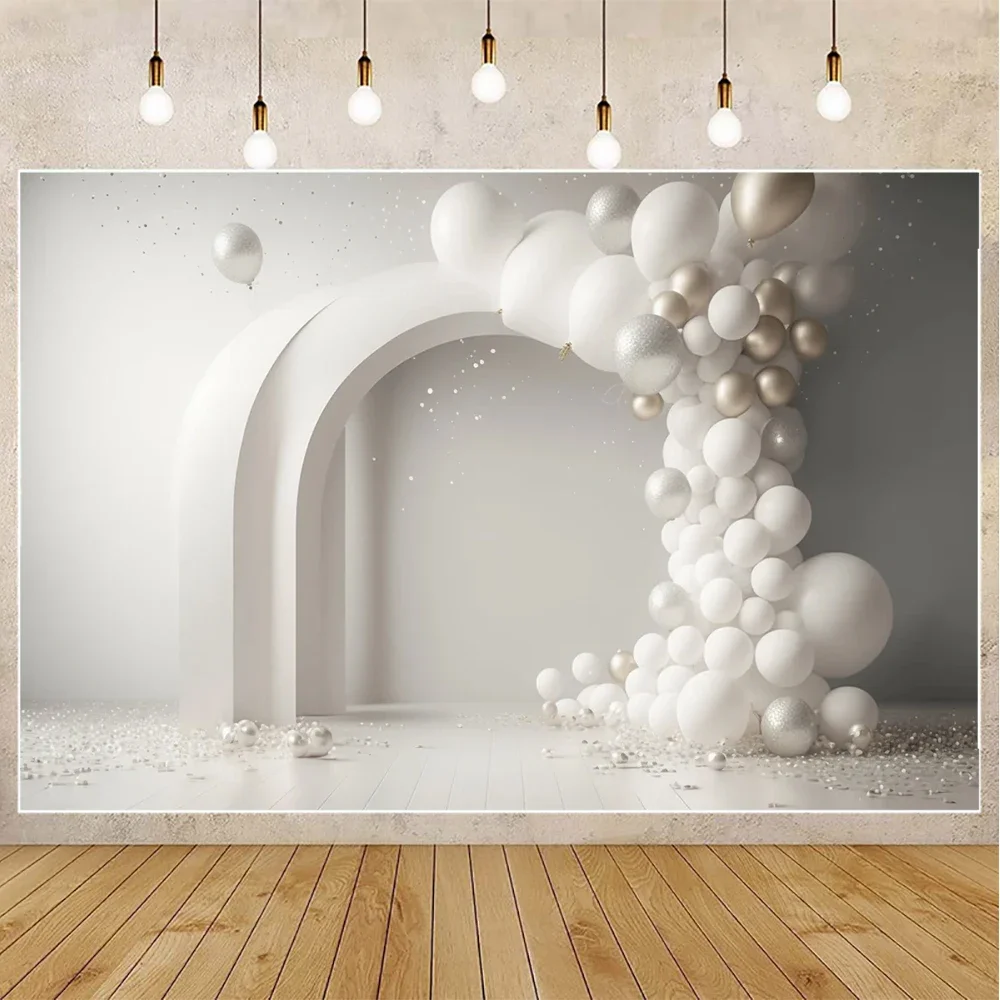 모시카 배경 풍선 아치 디지털 배경 하트, 유아 생일, 신생아 출산 오버레이, JPEG 포토샵 합성