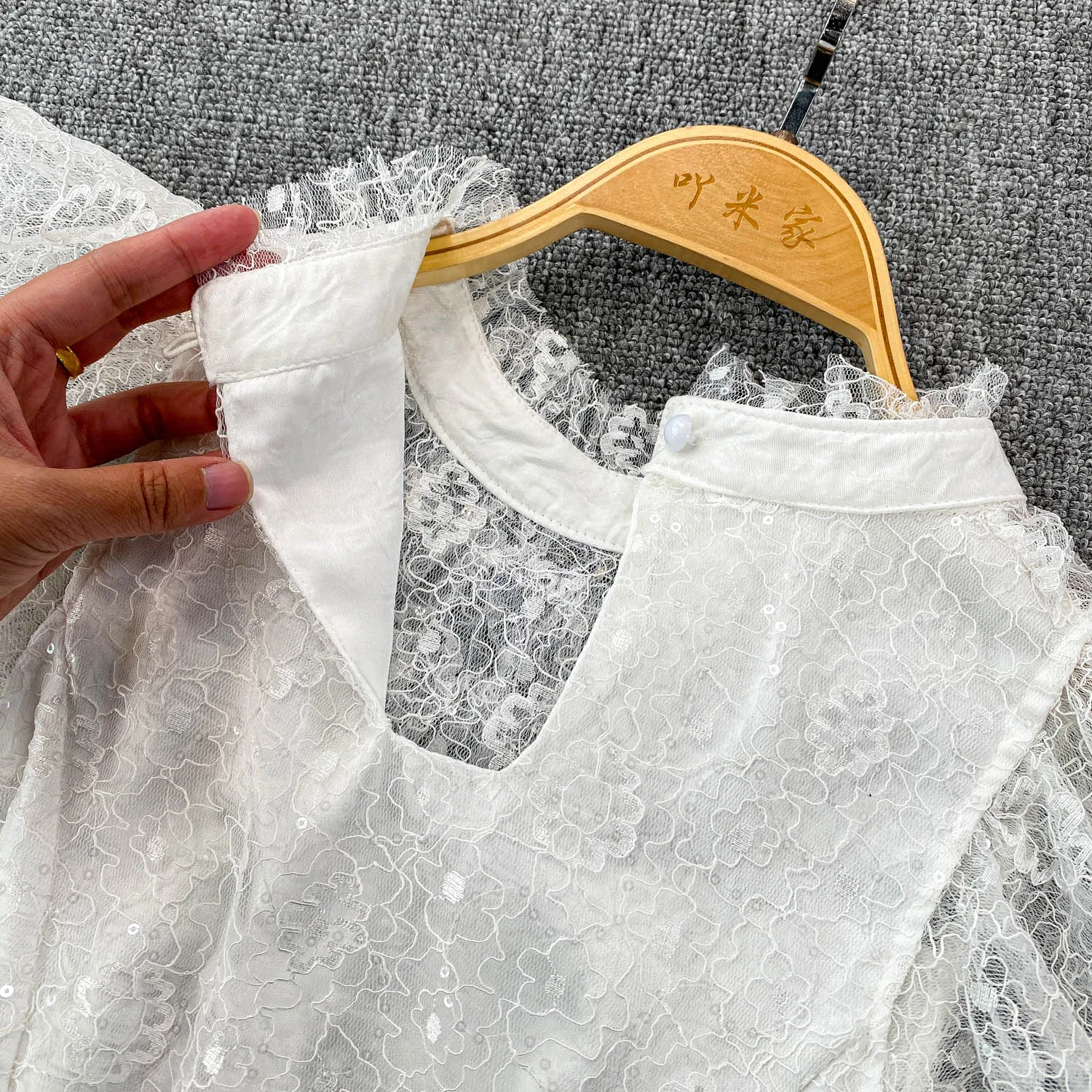 ヴィンテージグリッタースパンコール甘いレース O ネックショート Tシャツスリムエレガントなファッションオフィスレディクロップトップセクシーな女性トップ