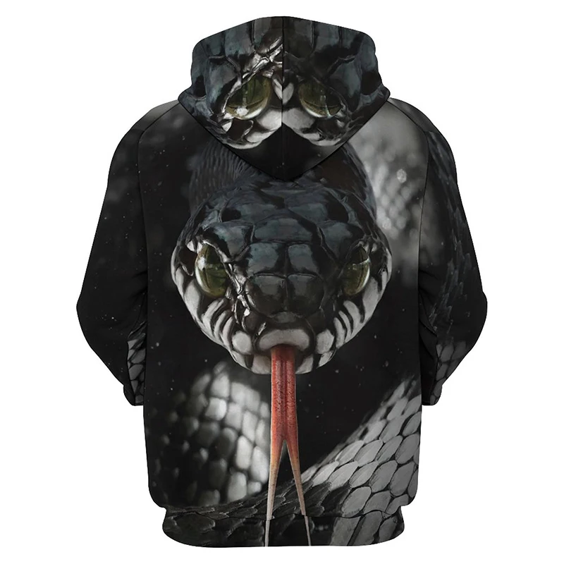 Goth Cobra Horror Animal Snake 3D Printed Hoodies For Men Fashion Graphic Sweatshirts Casual Streetwear Pullovers Tracksuit Tops