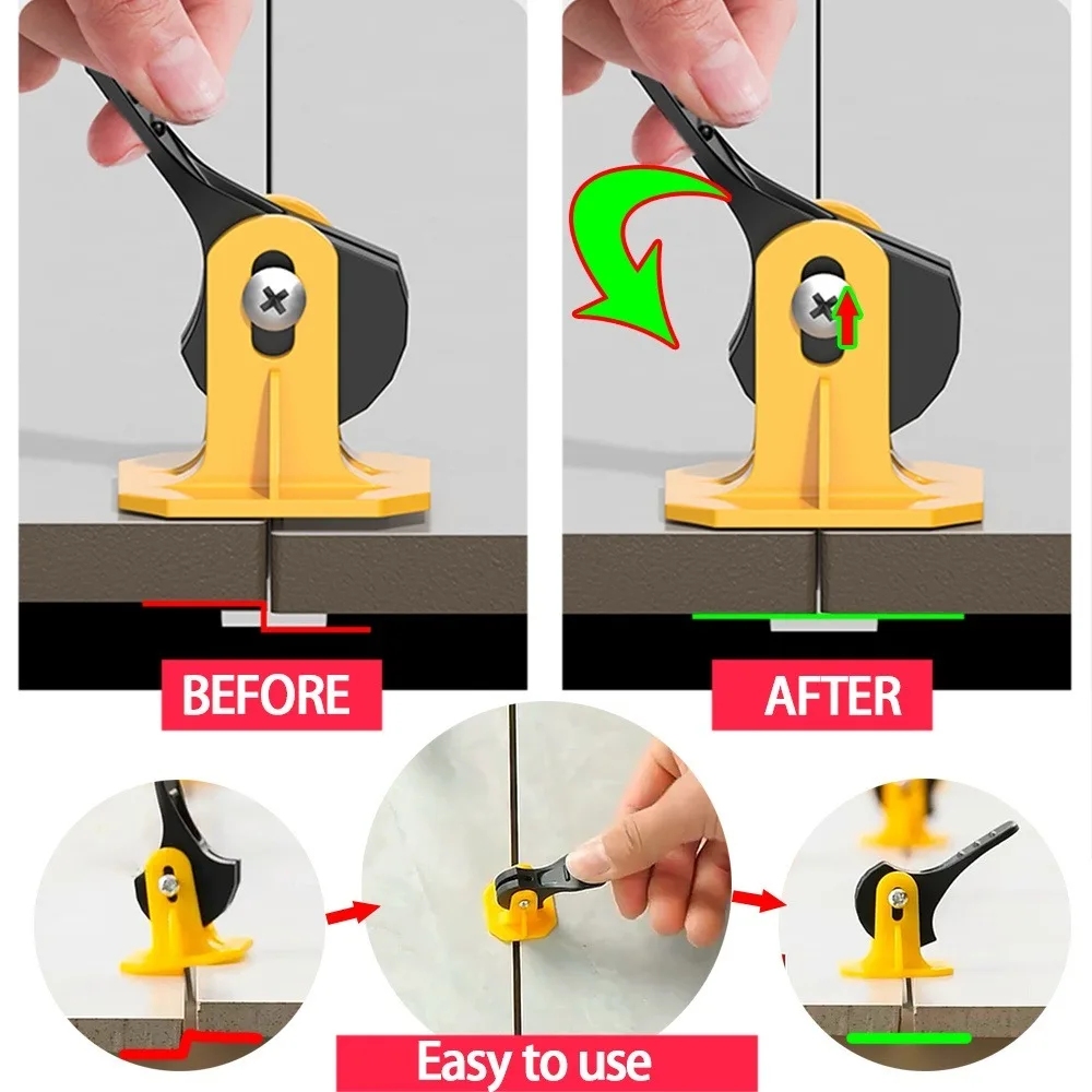 4pcs Reusable Tile Leveling System - Quickly Level & Perfectly Align Tiles with Steel Needles & Positioning Buckles!