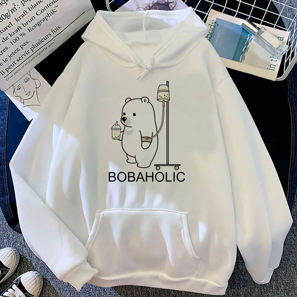 Bubble Tea hoodies women vintage 90s anime Korean style Hooded Shirt female Winter  clothing