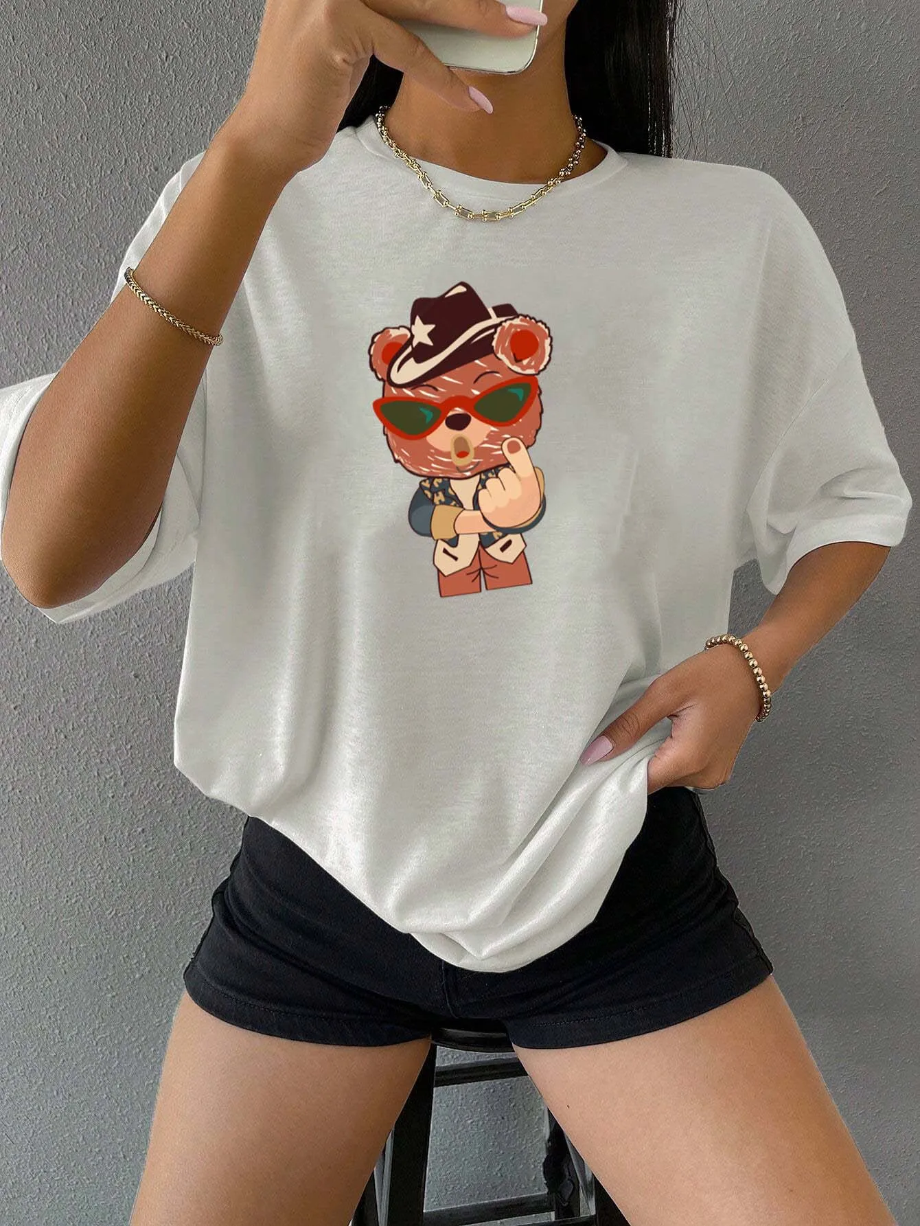 Rebel Cowboy Bear Tee: Hat, Shades, Bold Gesture, Funky Vibe T - Shirt