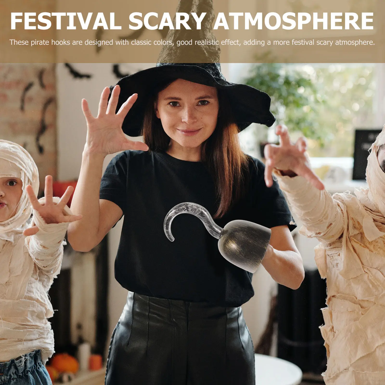 

2Pcs Realistic Pirate Hooks Plastic Halloween Party Supplies for Kids Adults Masquerade Decor Pirate Themed Cosplay Accessories