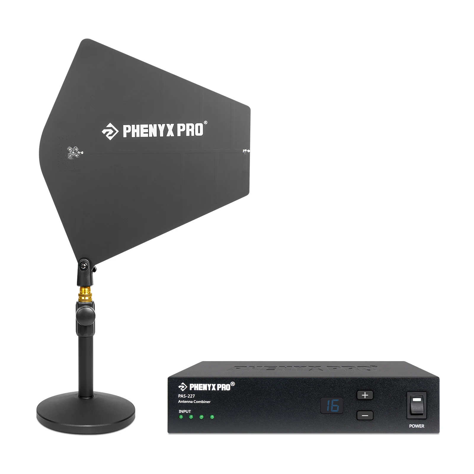 Phenyx Pro PAS-227X UHF Wireless Antenna Combiner Bundle for In-Ear Monitor System, 16 Gain Control, 450-970 MHz Frequency Range