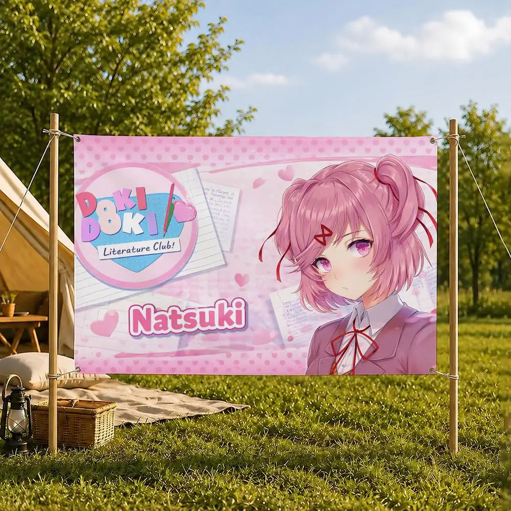Das Spiel Doki Doki Literature Club! Flaggen, Zimmer, Schlafzimmer, Zuhause, Außenbereich, Wanddekoration, Konzert, bedruckter Hintergrund, Dekoration, Kunst, Banner – Detail 5
