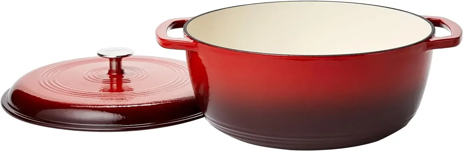 Enameled Cast Iron Covered Round Dutch Oven, 7.3-Quart, Oven Safe Up To 500 Degrees F Red 14.4 X 12 X 7.6 Inches (LxWxH)