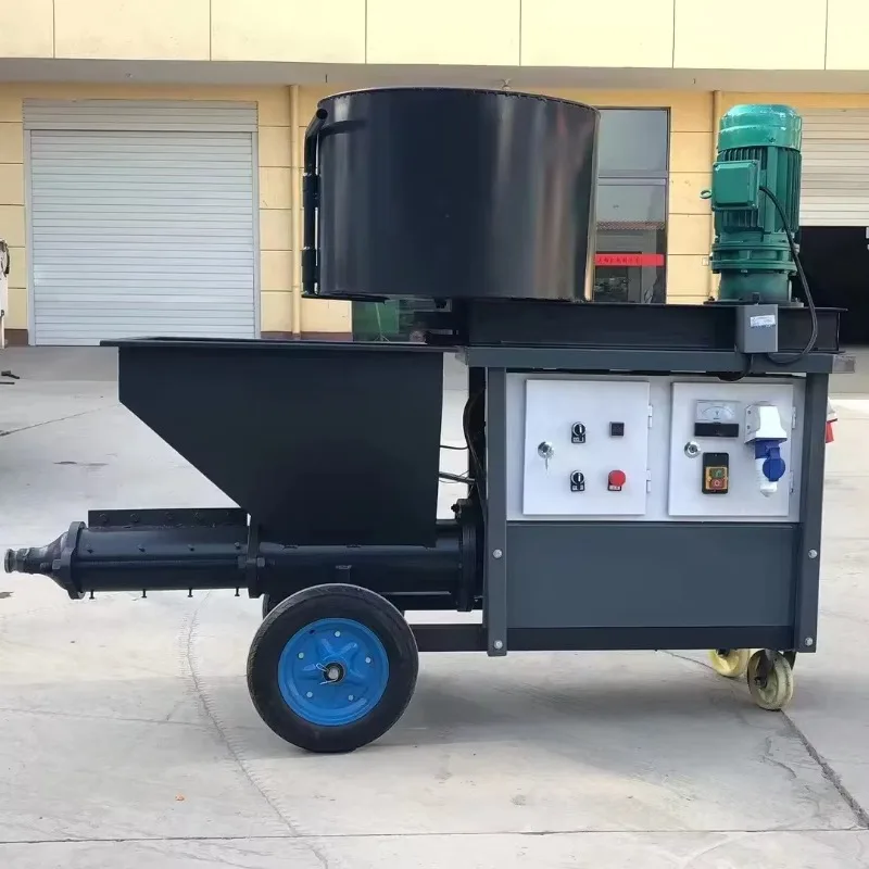 

Decoration Paint Wall Rendering Machine Plastering Equipment with Mixer on Top Widely Used for Construction