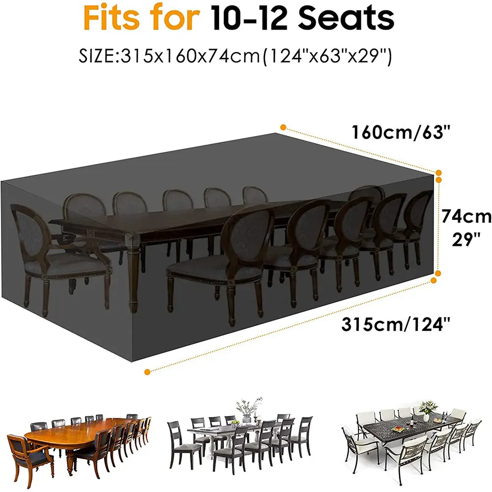 Sturdy Oxford Cloth Furniture Cover for Outdoor Table Sofa Chair Garden Patio Use Weather Resistant Windproof Rain Snow Frost