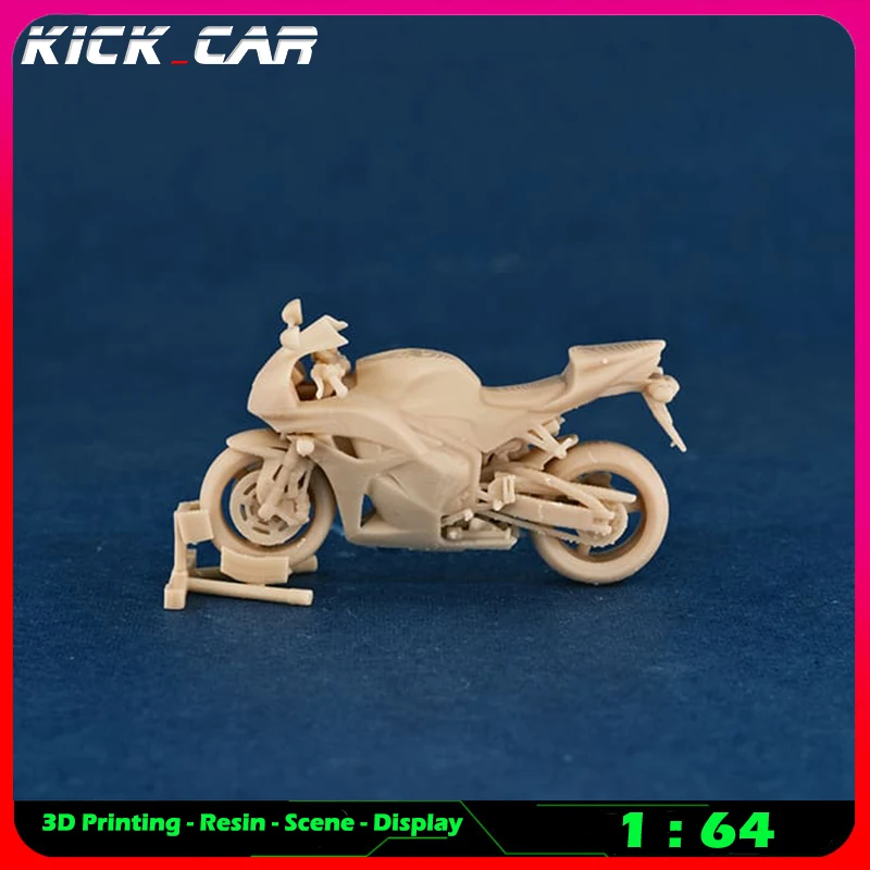 Kicarmod 1/64 Motorrad (ohne Jiffy-Ständer) Modellauto Diorama ungefärbtes Harz Garage Szene Dekoration Simulation Szene Spielzeug – Detail 11