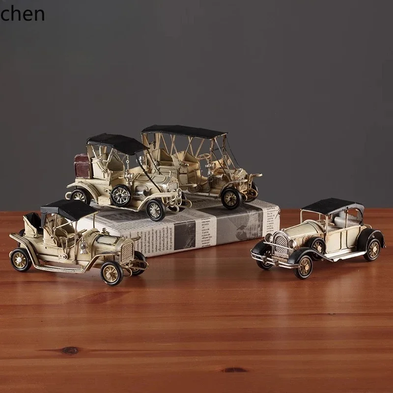 

L20- Retro Nostalgic Vintage Car Model Ornament Home Desktop Living Room Wine Cinet Decoration