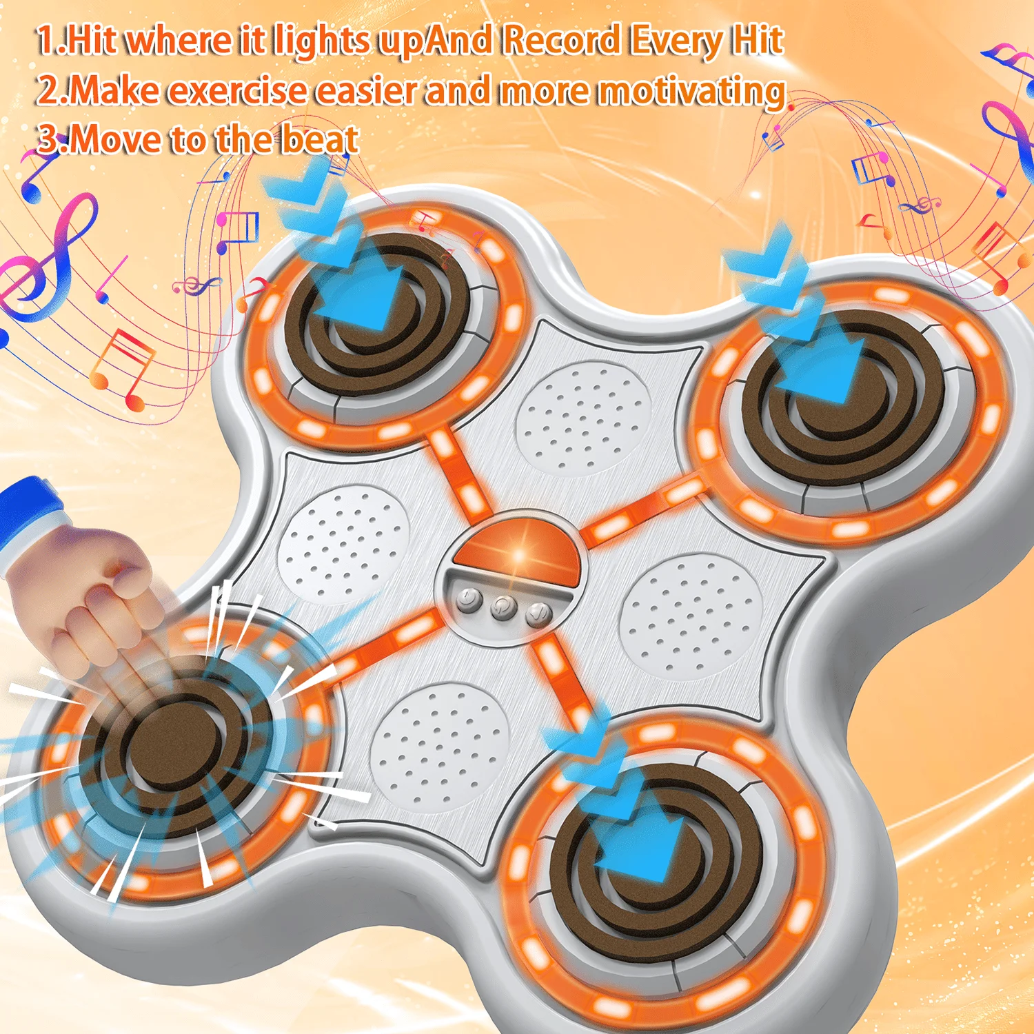 Machine de boxe musicale murale |   Jouet de tir à la cible intelligent avec gants |   Équipement d'exercice de fitness pour enfants pour garçons et filles de 3 à 1 ans