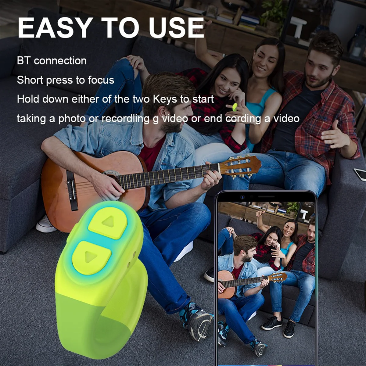 A57G-Scrolling Ring Remote Bluetooth Page Turner Clicker with Digital Charging Case for Kindle IOS Android Phone-Pink