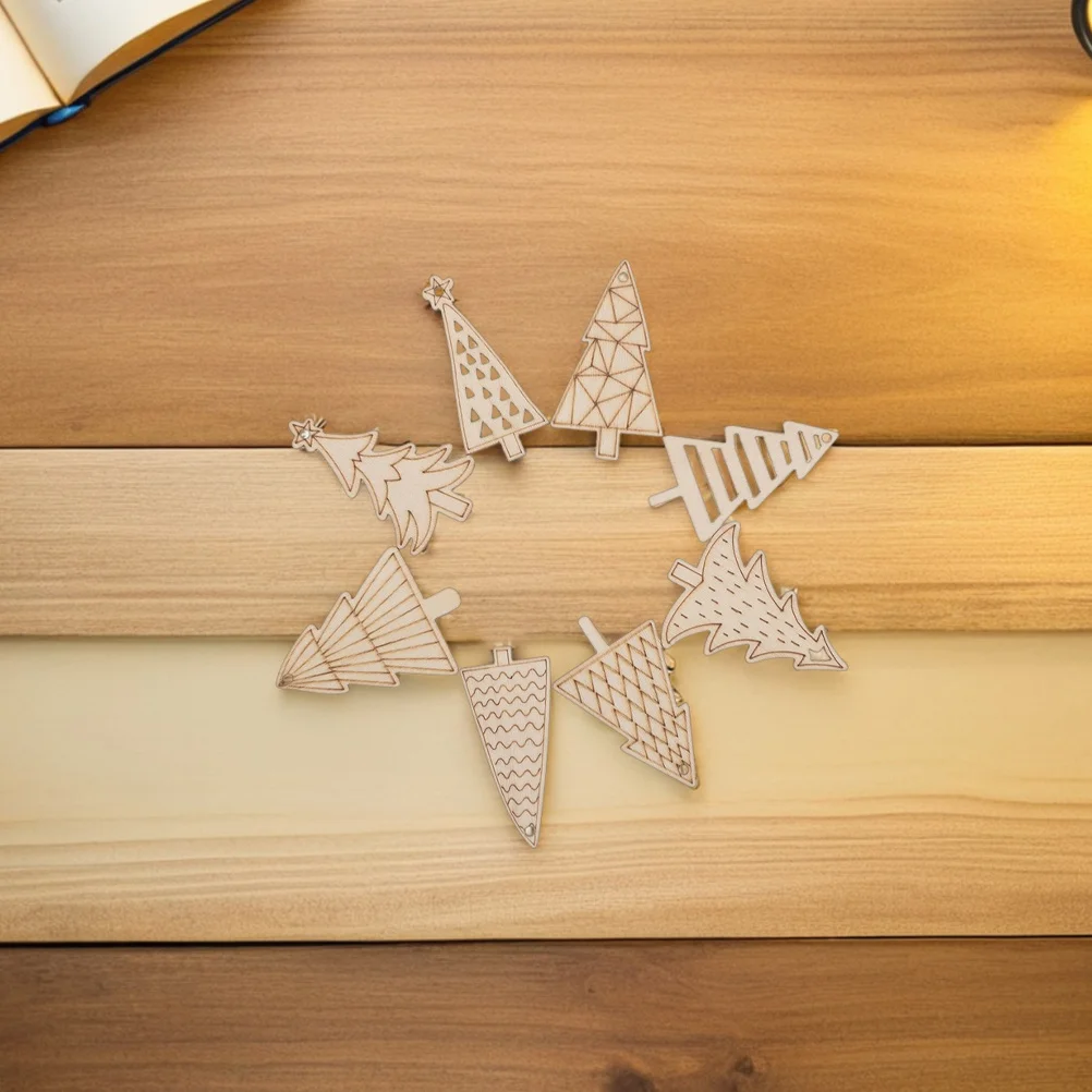 

50Pcs Blank Wood Cutouts for Crafts Unfinished Tree Shaped Slices Painting Craft DIY Christmas Ornament Wood Craft Decor Kids