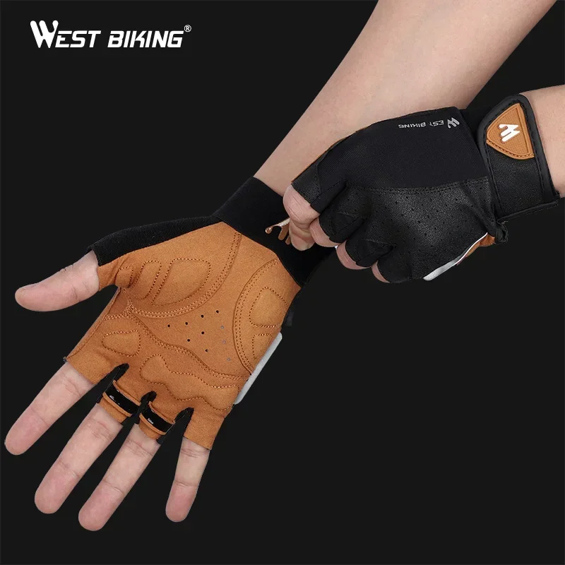 WEST BIKING Mountain Road Bike Gloves Half Finger Summer Cycling Equipment Anti-slip Shock SBR Bicycle Fitness Fingerless Mitten