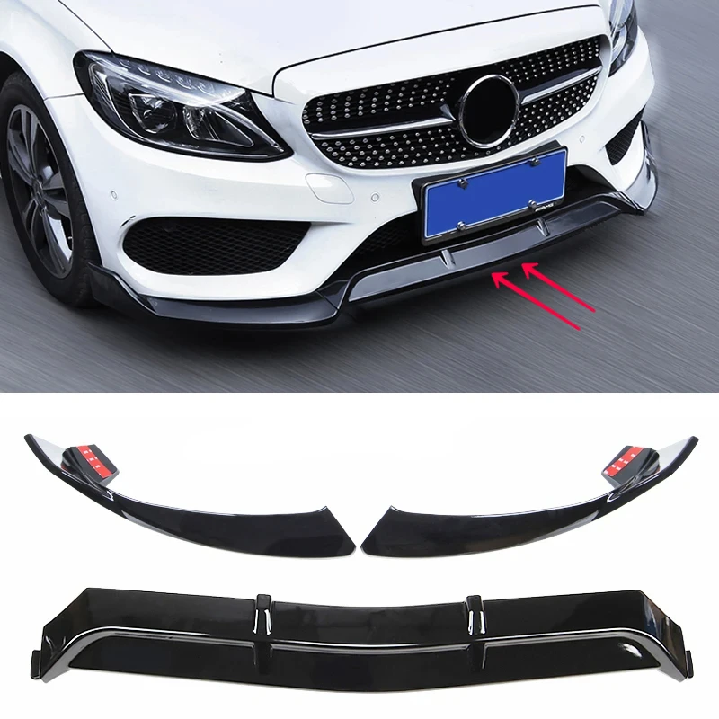 For Mercedes C-class C200 C260L 2015-2023 Front Bumper Lip Body Kit Spoiler Splitters Diffuser C250 C260 C300 C400 C450 Trim