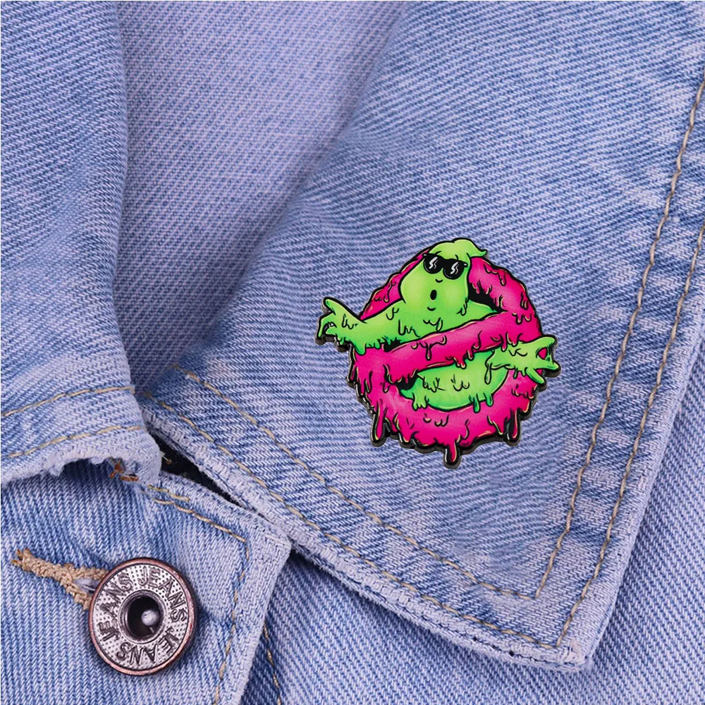 Green Ghost Slimer Brooch Ghostbusters Retro Badge Movie Peripherals Creative Funny Disgusting Appearance Lapel Pin Fans Gift
