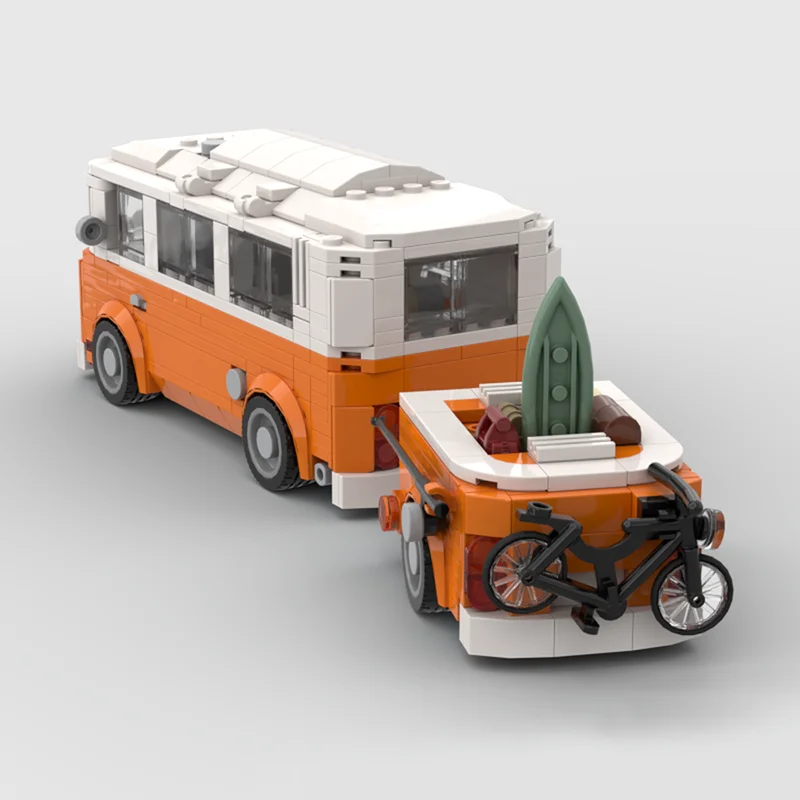 572 Uds. MOC Volkswagen Camper Van remolque ciudad modelo Juguetes de bloques de construcción construcción regalos de navidad Idea creativa ladrillo niños