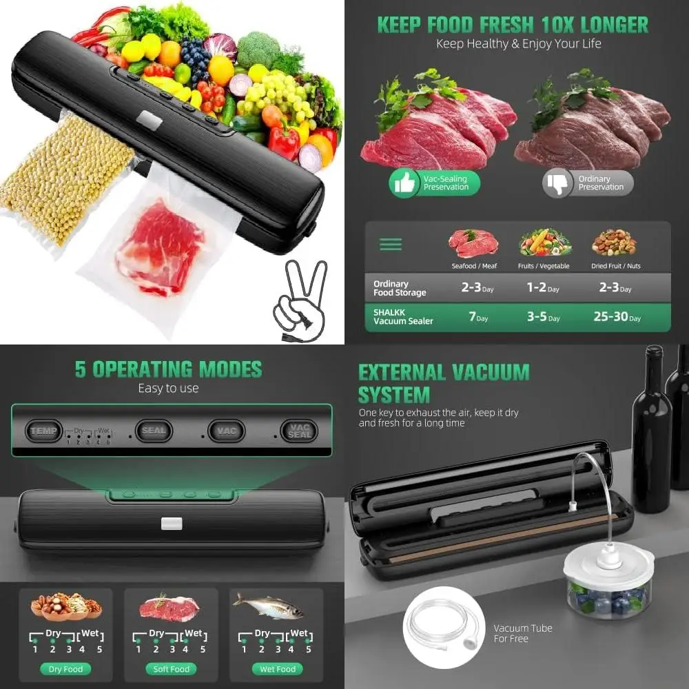 

Vacuum Sealer Machine Food Vacuum Sealer Automatic Air Sealing System for Food Storage Dry and Wet Food Modes Compact Design 12.