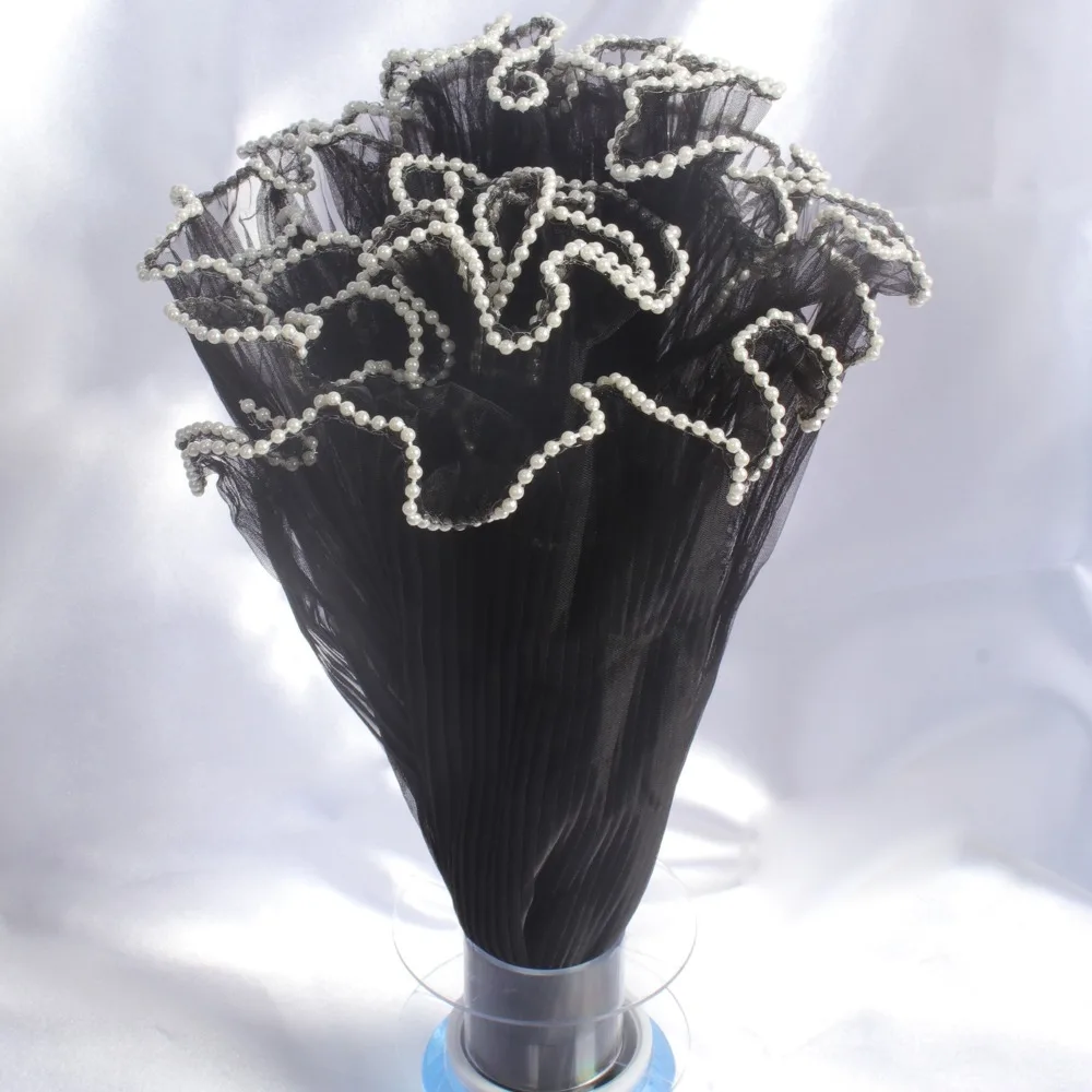 Pearl Lace Flower Wrapping Cloth Handmade Bouquet Florist Gift Packaging Paper 28cmx4Yards Wave Yarn Flower Bouquet Wrapping
