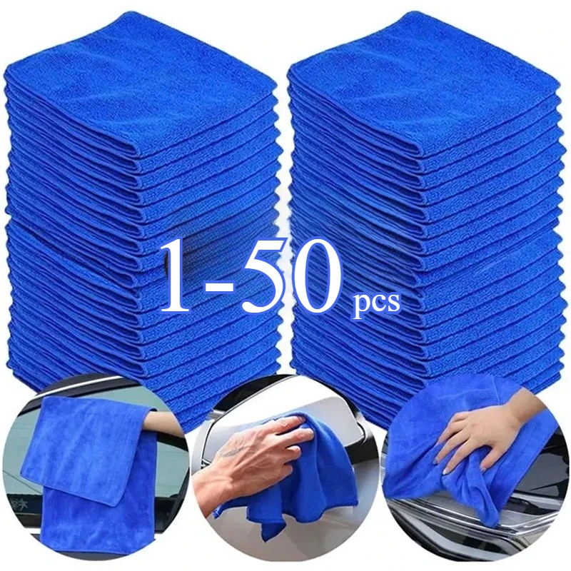 Toallas de microfibra para lavado de coches, paño de secado, paños de limpieza para el hogar, paño de pulido con detalles automáticos, herramientas de limpieza del hogar, 1-50 Uds.
