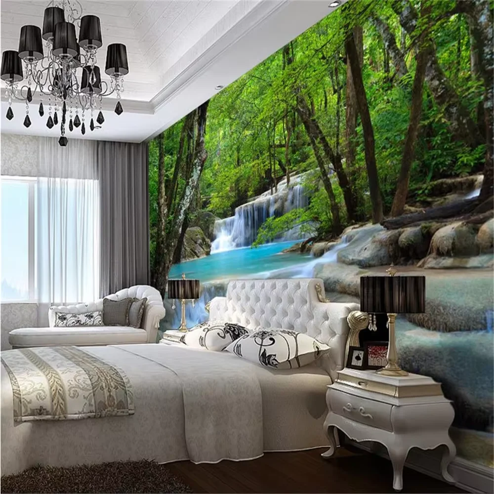 custom 3d Wallpaper Forest Trees Creek Photography Background Modern Art Mural for Living Room Large Painting Home Decor