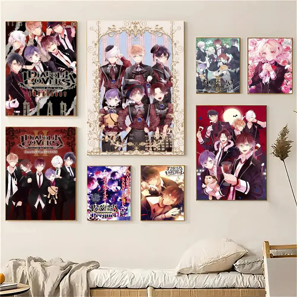 Diabolik Lovers Anime Gothic Romance Poster Self-adhesive Living Room Bedroom Party Bar Decor Moisture-proof Fade-resistant HD