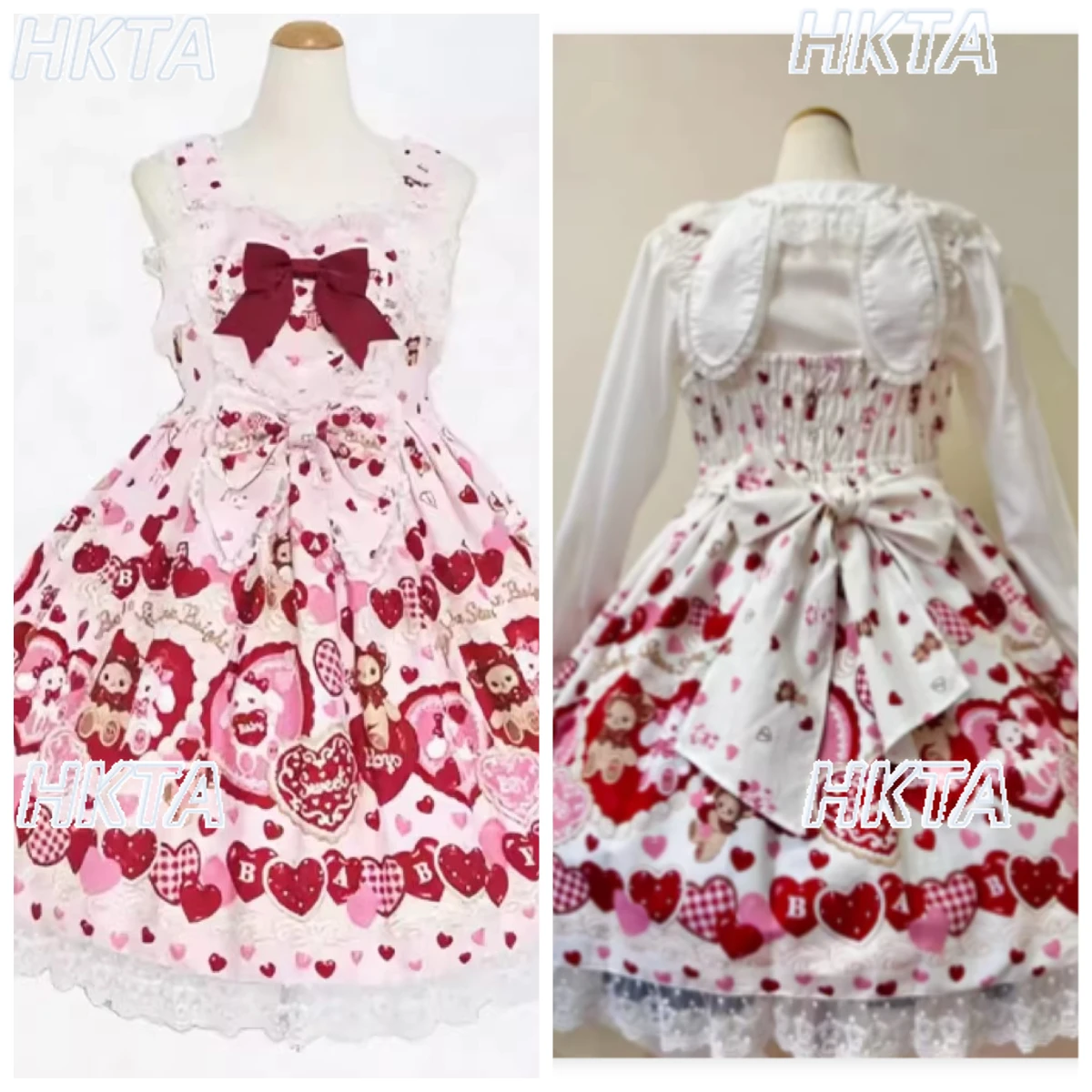 

Original Lolita Dress Cute Cartoon Rabbit Bear Bow Sprinting Jsk Dress Summer New Sweet Japanese Princess Suspender Dress Women