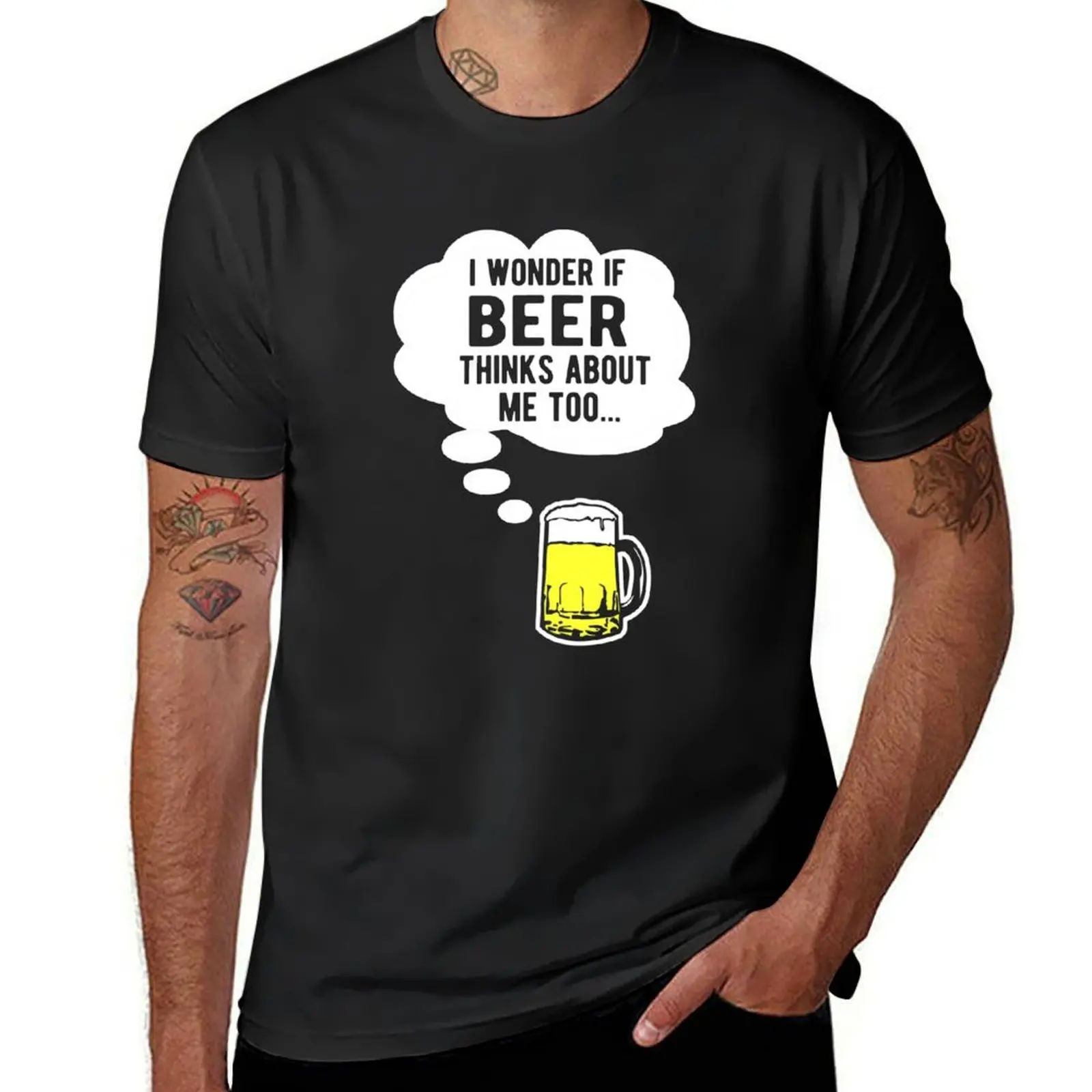 I wonder if beer thinks about me too T-Shirt Blouse summer clothes mens t shirts