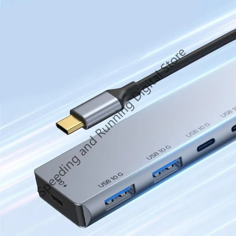 USB C Hub 10Gbps الألومنيوم 4-Port USB A USB-C 3.2 Gen 2 المحمولة USB C متعدد المنافذ محول PD100W شحن لأجهزة الكمبيوتر المحمول من النوع C