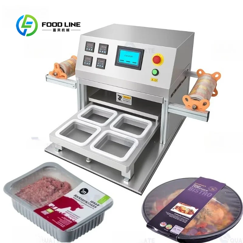 customized commercial vacuum skin packer machine touch screen control for meat seafood prepared meal packaging
