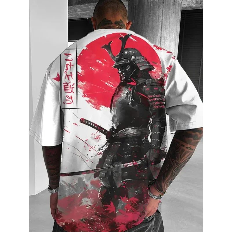 

New 3D Japanese Samurai Demon Mask Print T-Shirt For Men Summer Casual Street Trend Top Tee Loose Oversized Short Sleeve T Shirt