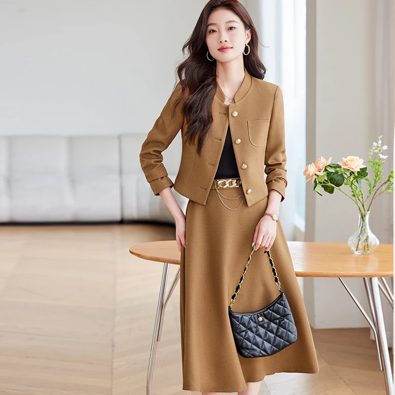 High Quality Brand Elegant Blazer Women\'s Sets Korean Sweet Elegant 2 Piece Set Spring Autumn Office Lady Skirt Suits SL080