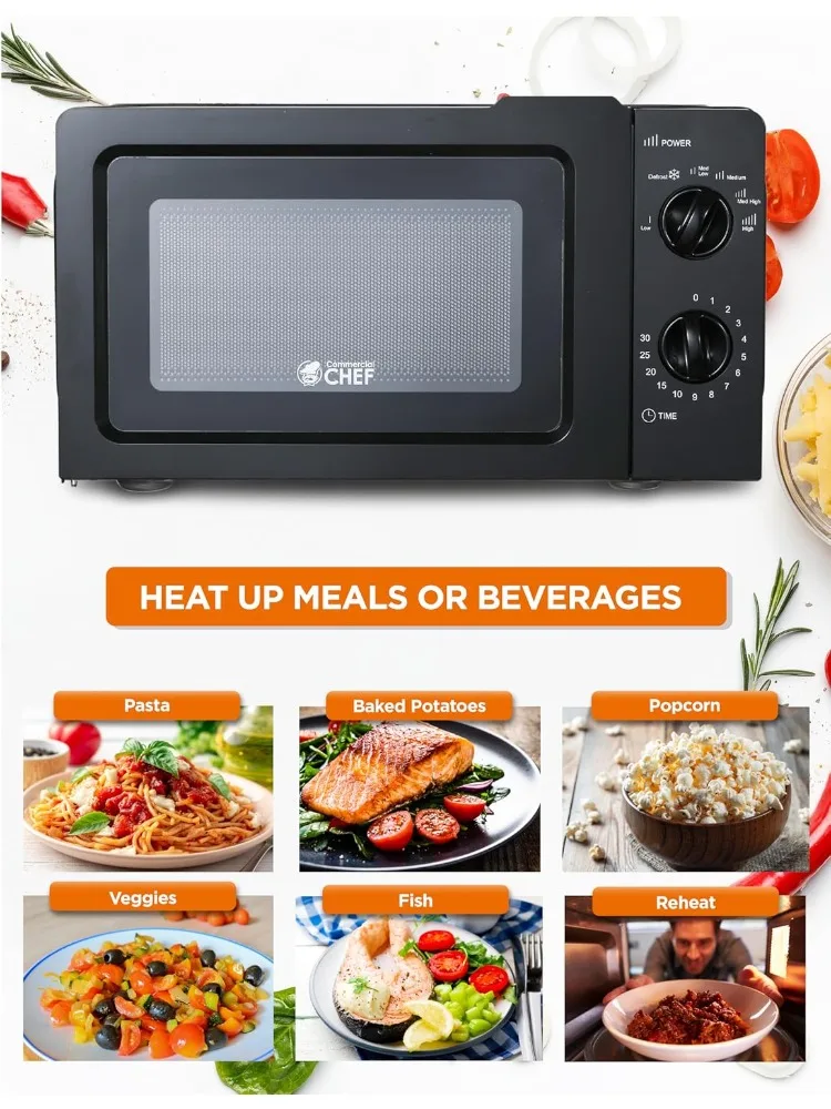 0.6 Cubic Foot Microwave with 6 Power Levels,with Grip Handle, 600W Countertop,with 30 Minute Timer and Mechanical Dial Controls