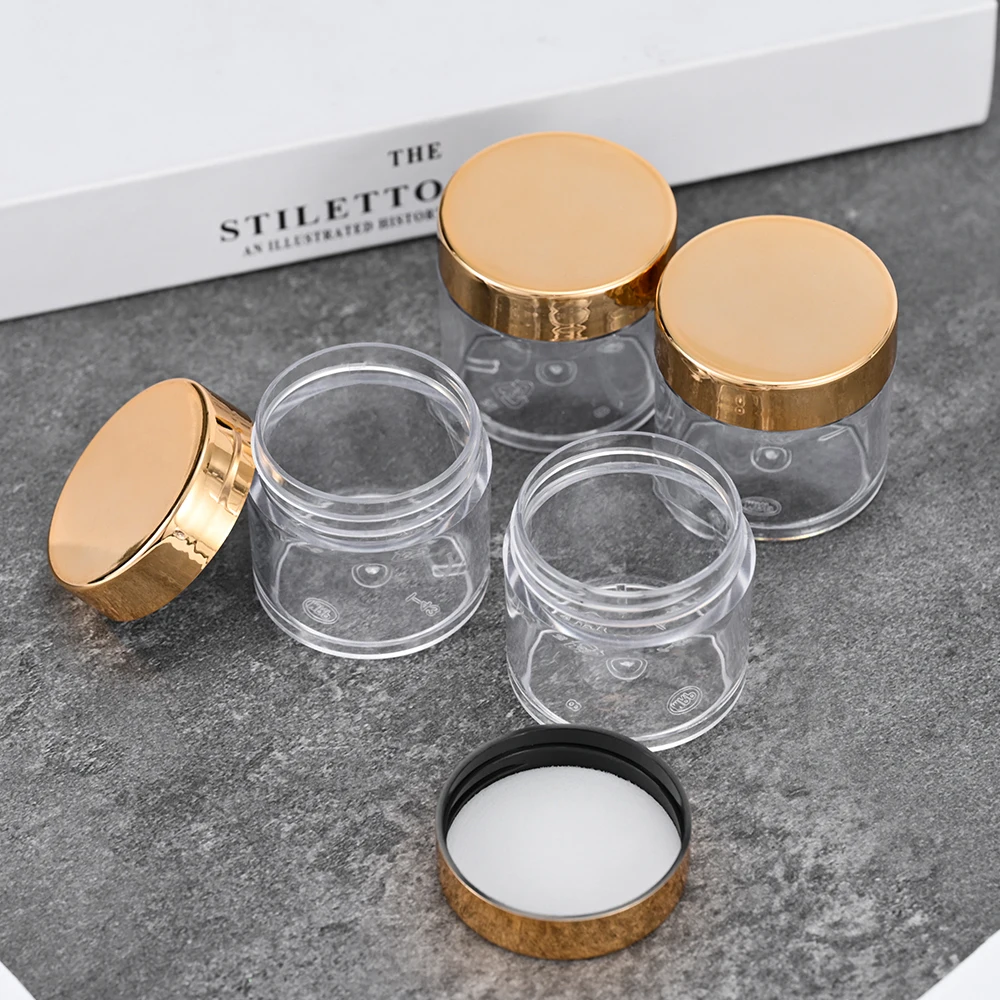 1OZ 10/20/30/40/50 szt. Przezroczyste słoiczki kosmetyczne Mini Okrągłe słoiczki na paznokcie, pielęgnację skóry, makijaż i inne niezbędniki podróżne *