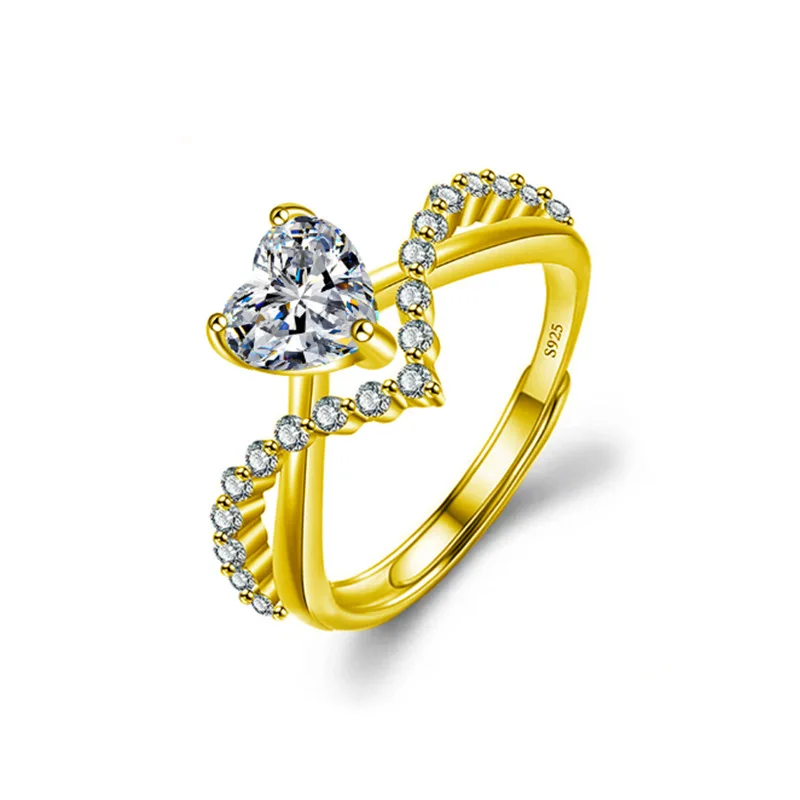 

Женское ювелирное кольцо с муассанитом в форме сердца из стерлингового серебра S925 One Heart, One Love