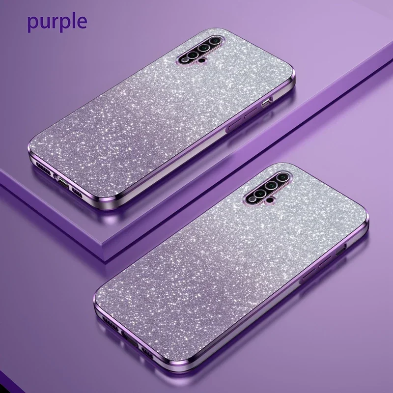 For Huawei nova 5T Case Huawei nova 5T Phone Case YAL-L21 YAL-L61 L71 Luxury Gradient Glitter Plating Silicone Back Cover Funda