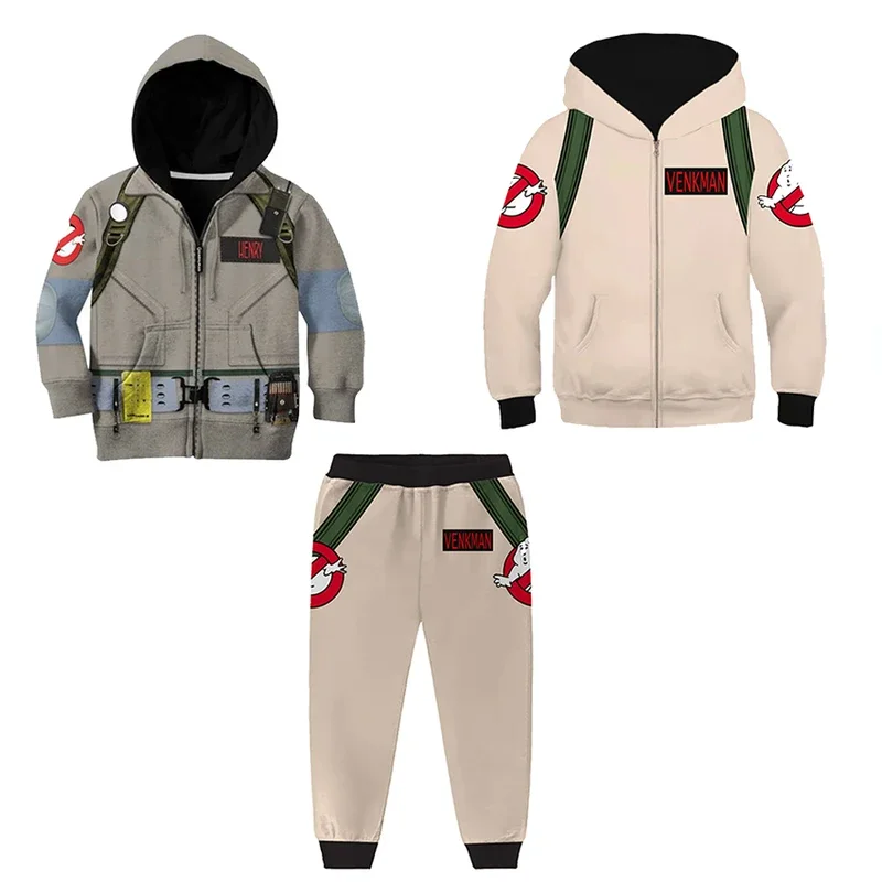 Ghost Cosplay Busters Costumes Halloween Costume for Kids Anime Figure Ghost Sweater Jacket Hoodie Carnival Suit Clothes Dress