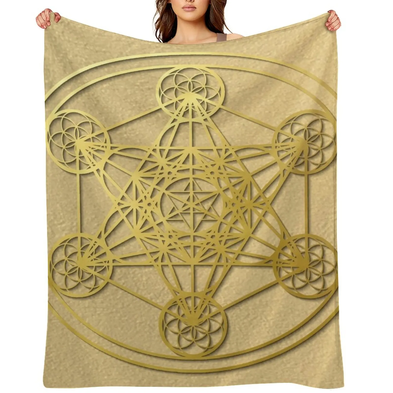 

Metatron Cube sacred geometry mandala healing protection amulet Throw Blanket Thin Cute Plaid Furrys Blankets For Bed Blankets