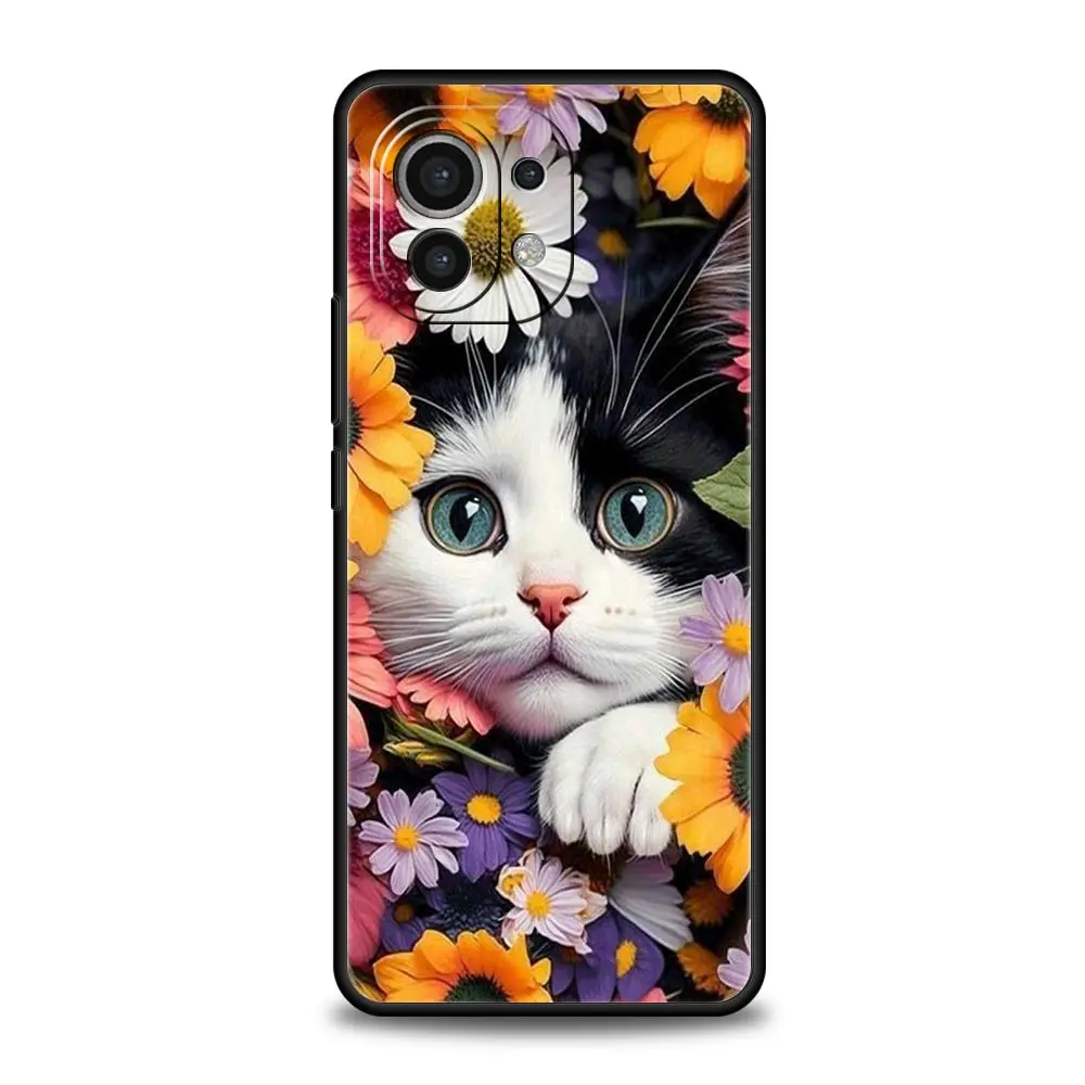 Cute Detection cat Phone Case For Xiaomi 14 13T 12T Pro 12 13 11 Ultra Mi Note 10 Lite 10T 5G 11X Pro 11T 11i 9T Silicone Cover