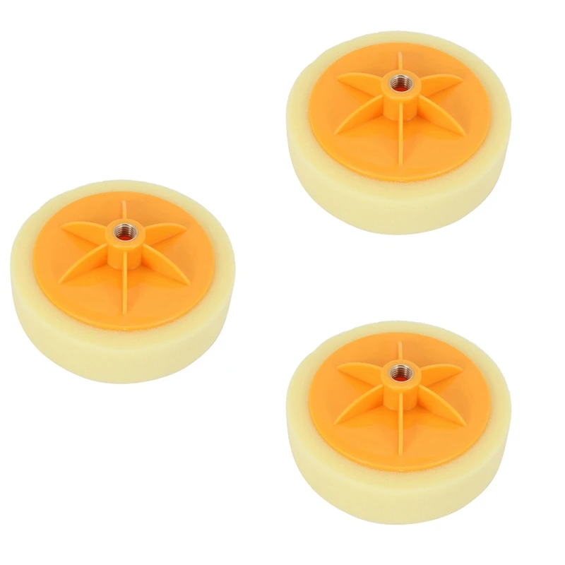 3Pcs 6 Inch/15Cm Car Polishing Waxing Pad Sponge M14 Wheel Polishing Waxing Pad Kit Tool For Car Polisher Yellow