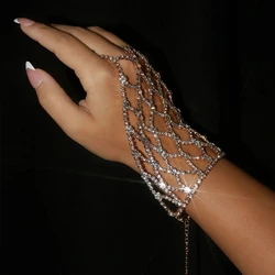 XSBODY New Mesh Bracelet Luxury for Women Free Shipping Party One Piece Y2k Wedding Jewelry Bride Accessories Rings Decorations