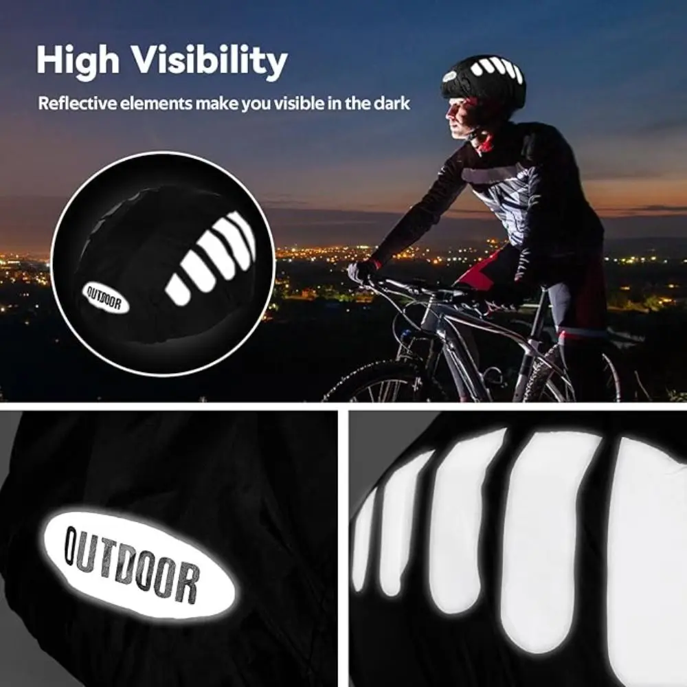 Reflective Strip Bike Helmet Rain Cover High Visibility Windproof Bicycle Helmet Cover Adjustable Waterproof view 2