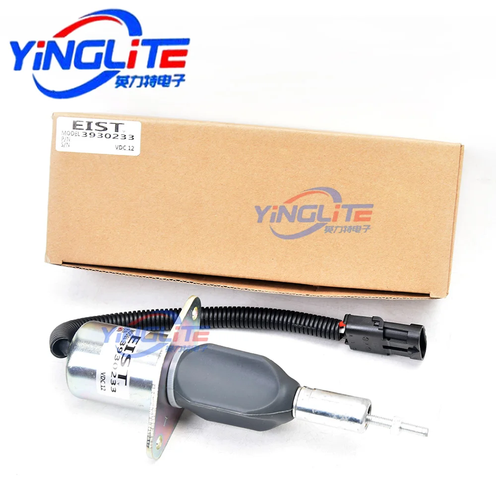 12V/24V Engine Fuel Shut-off Solenoid Valve 3930233 For Komatsu 6CT-8.3 Engine
