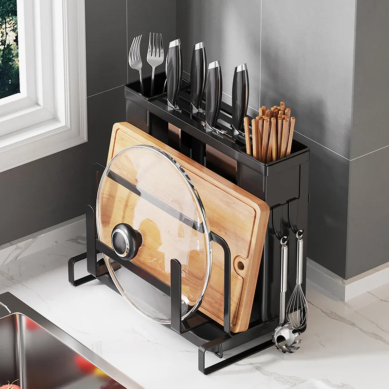 Stainless Steel Kitchen Knife Rack Shelf Multifunctional All-in-One Chopstick Dispenser Storage and Organization Shelf