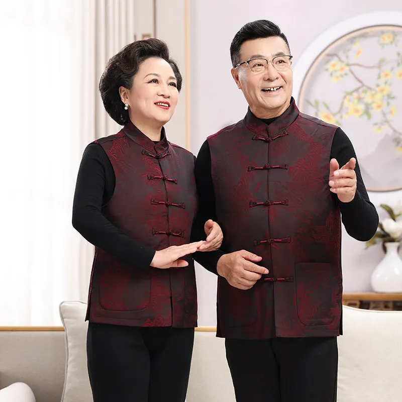 

Повседневный жилет из полиэфирного волокна для мужчин и женщин среднего возраста, весенне-осенняя сезонная одежда