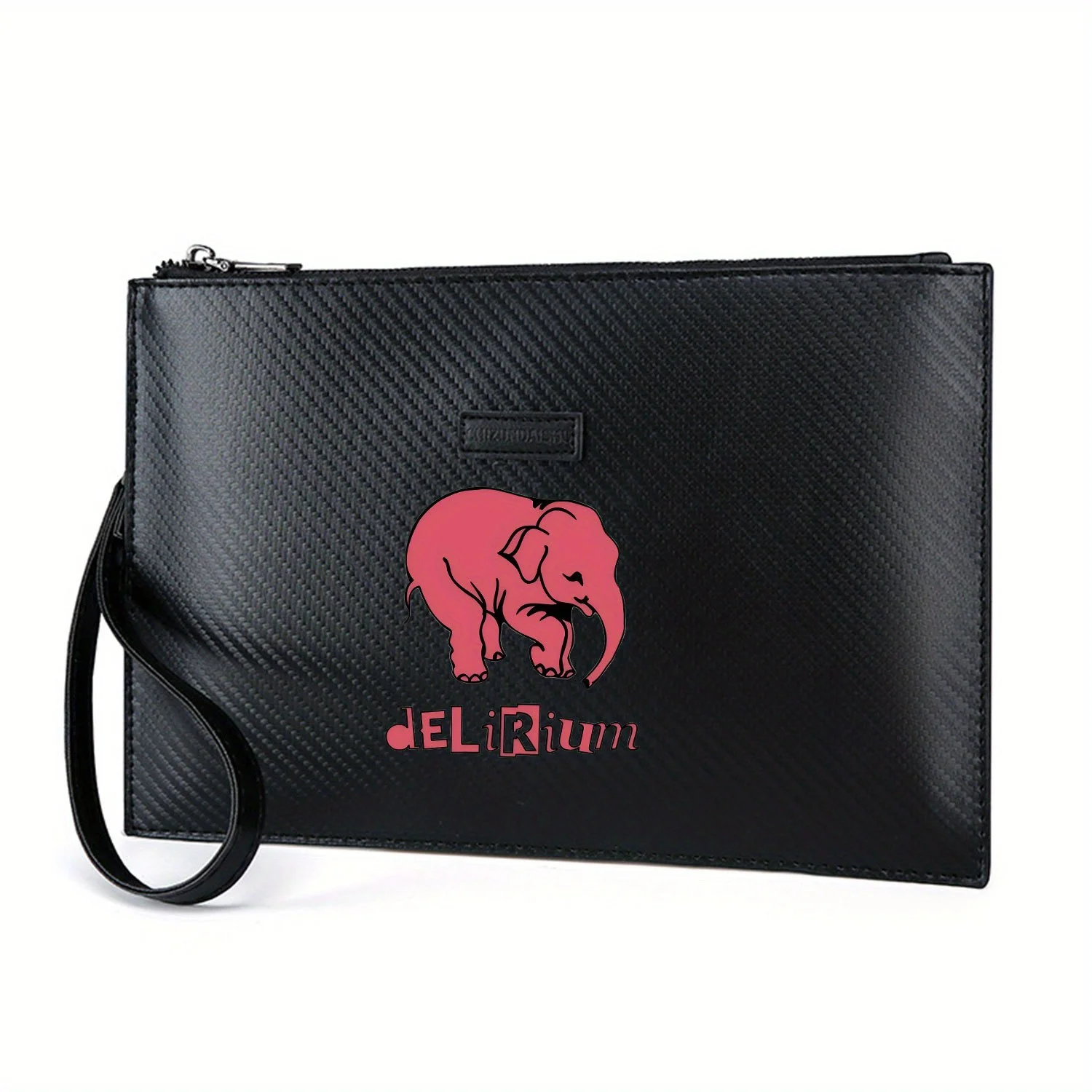 Sfondo nero elefante rosa Delirium Elegante borsa da uomo in PU stampato Alla moda e pratica per il trasporto quotidiano