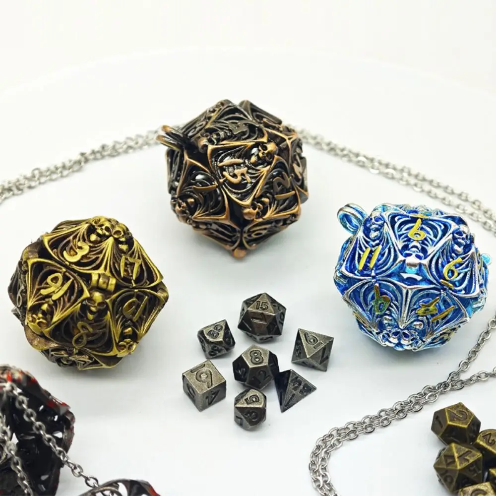 Excellent Metal DND Dice Blue Bronze Copper Polyhedron Dice Set Gambling Table Games Dice Game