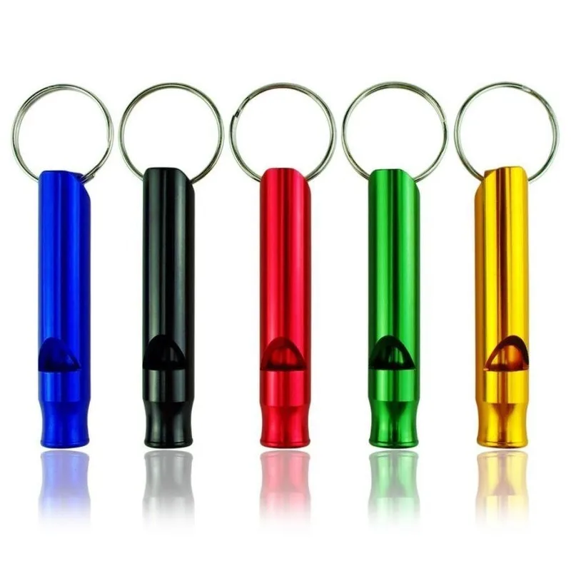 New 5pcs Outdoor portable fire aluminum alloy whistle trumpet whistle aluminum alloy survival training keychain whistle